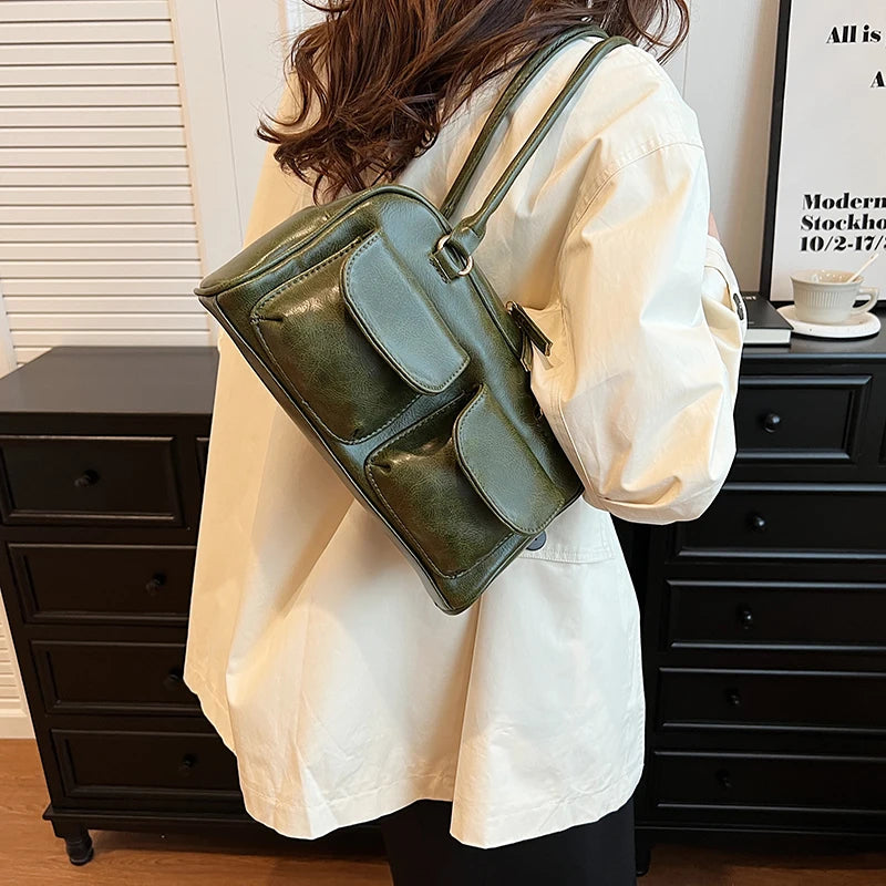 LEFTSIDE Small Double Pockets Shouldr Underarm Bag Female Handbag