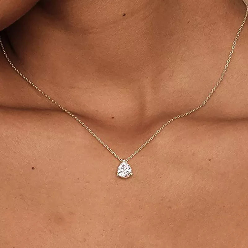 Waterdrop Crystal Pendant Choker Chain on Neck Accessories Jewelry