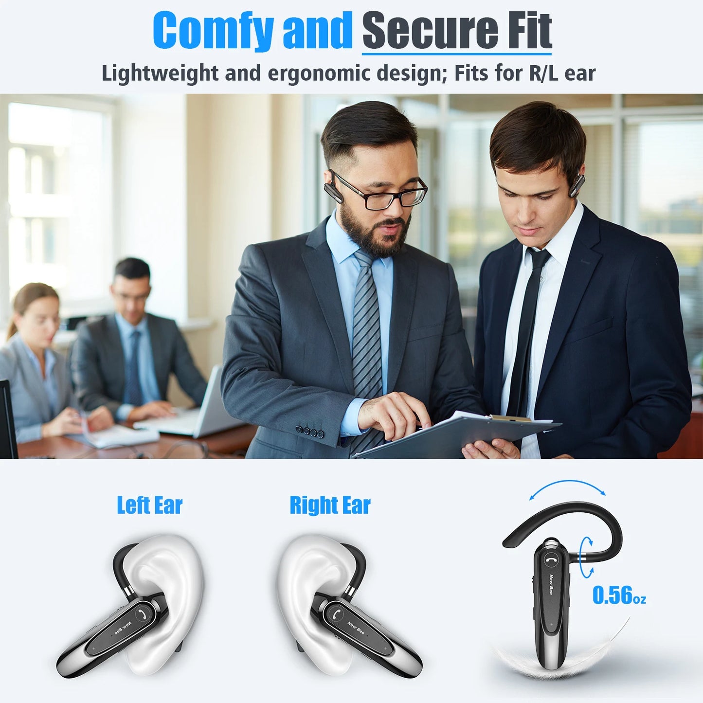 New Bee B45 Bluetooth 5.0 Headset Wireless Earphone Earpiece