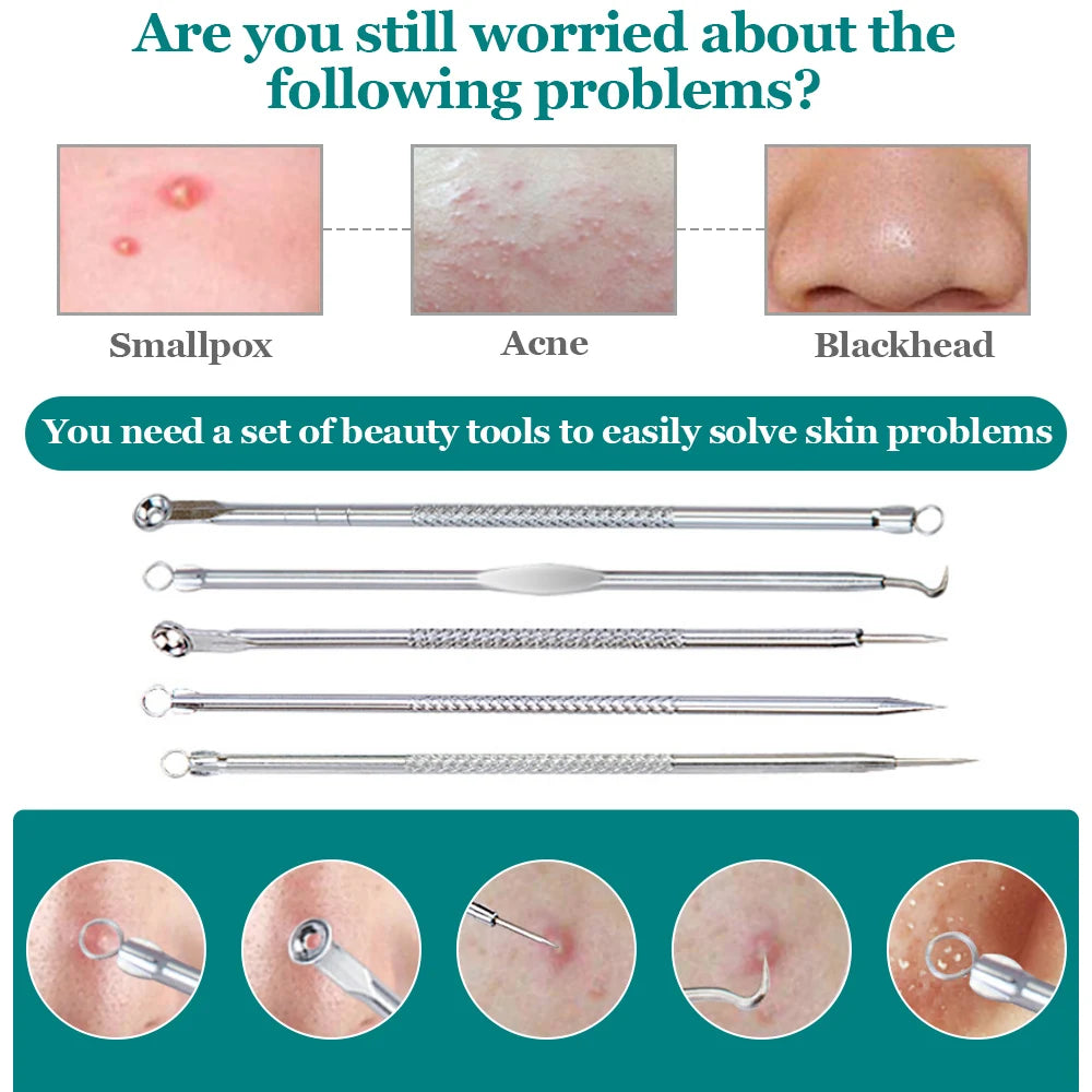 5/8PCS Acne Blackhead Removal Needles Cleansing Tool Beauty