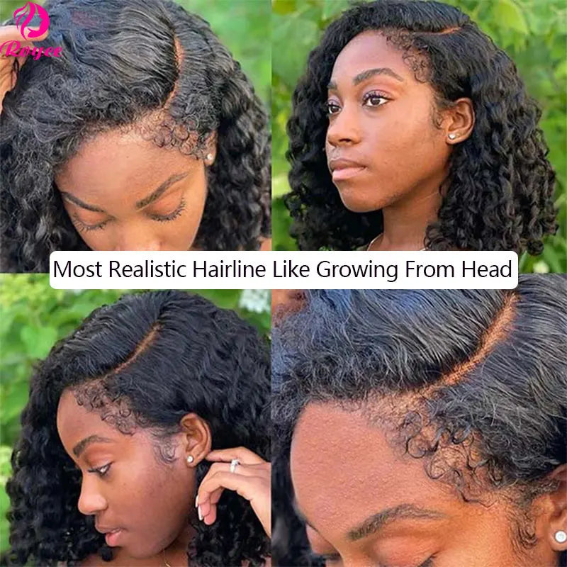 Kinky Curly Edged Short Bob Human Hair Wigs 13x4 Trn Bob Wig