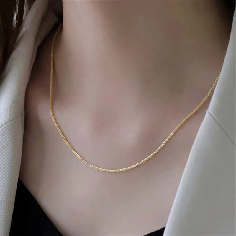 2022 Popular Silver Colour Sparkling Clavicle Chain