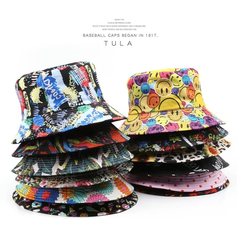 Panama Bucket Hats Animal Reversible Fishing Cap