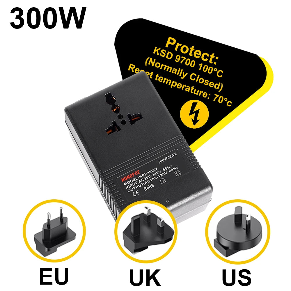 200W 300W Voltage Converter Transformer 220V To 110 Plug Inverter