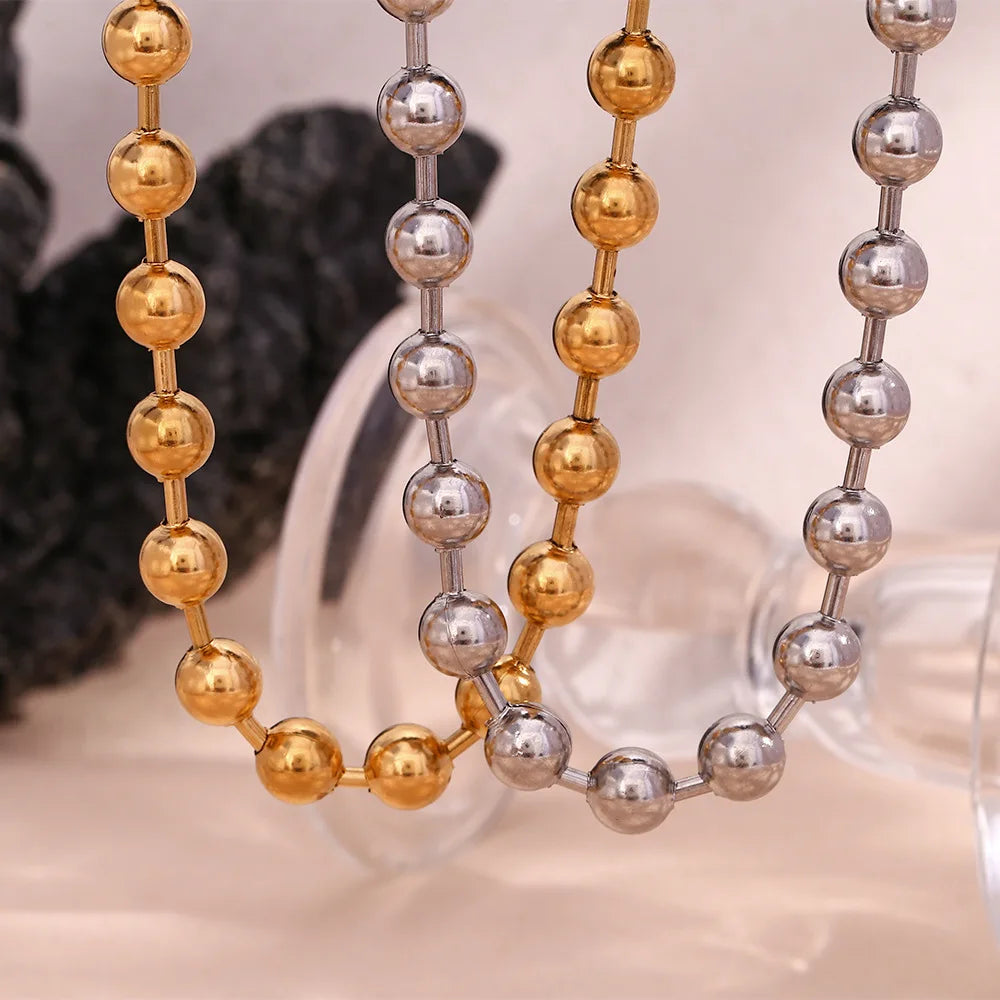 3/6/8mm Stainless Steel Ball Bead Neck Chain Choker For Jewelry