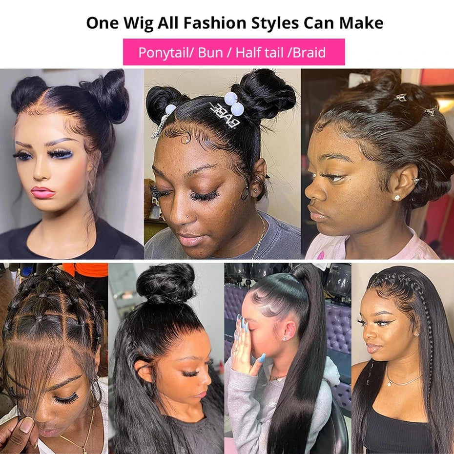 360 Lace Frontal Wig Brazilian Bone Straight 13x4 Transparent Lace