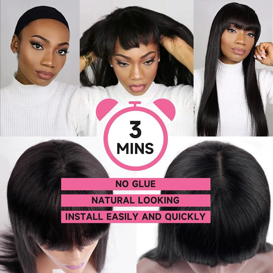 Wiggogo 3X1 Middle Part Lace Wig Straight Human Hair Wig
