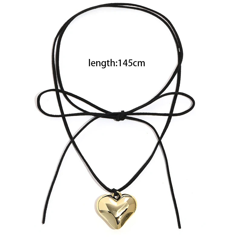 Diy Jewelry Goth Black Velvet Big Heart Pend