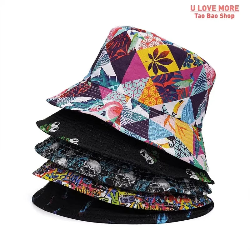 Panama Bucket Hats Animal Reversible Fishing Cap