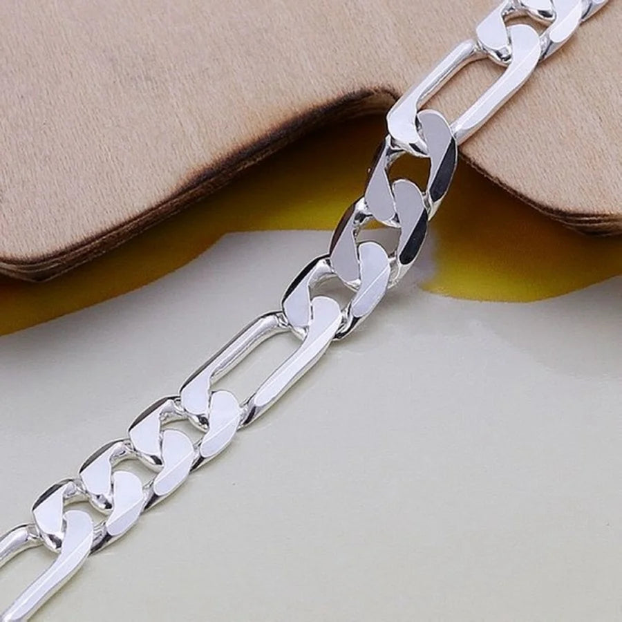 925 Sterling silver Bracelet 6mm chain Wedding nice