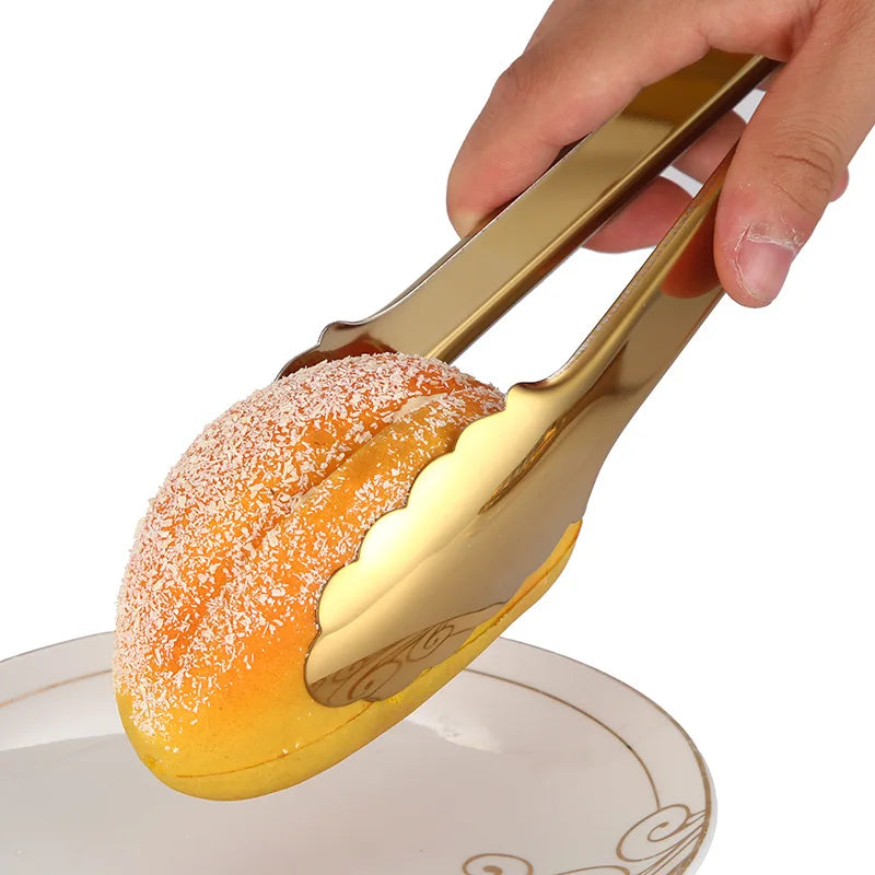 Stainless Steel Gold Kitchen BBQ Tongs Multiple Styles Cake Clip Food Steak Clamp Kitchenware Accessories Home Cooking Utensils