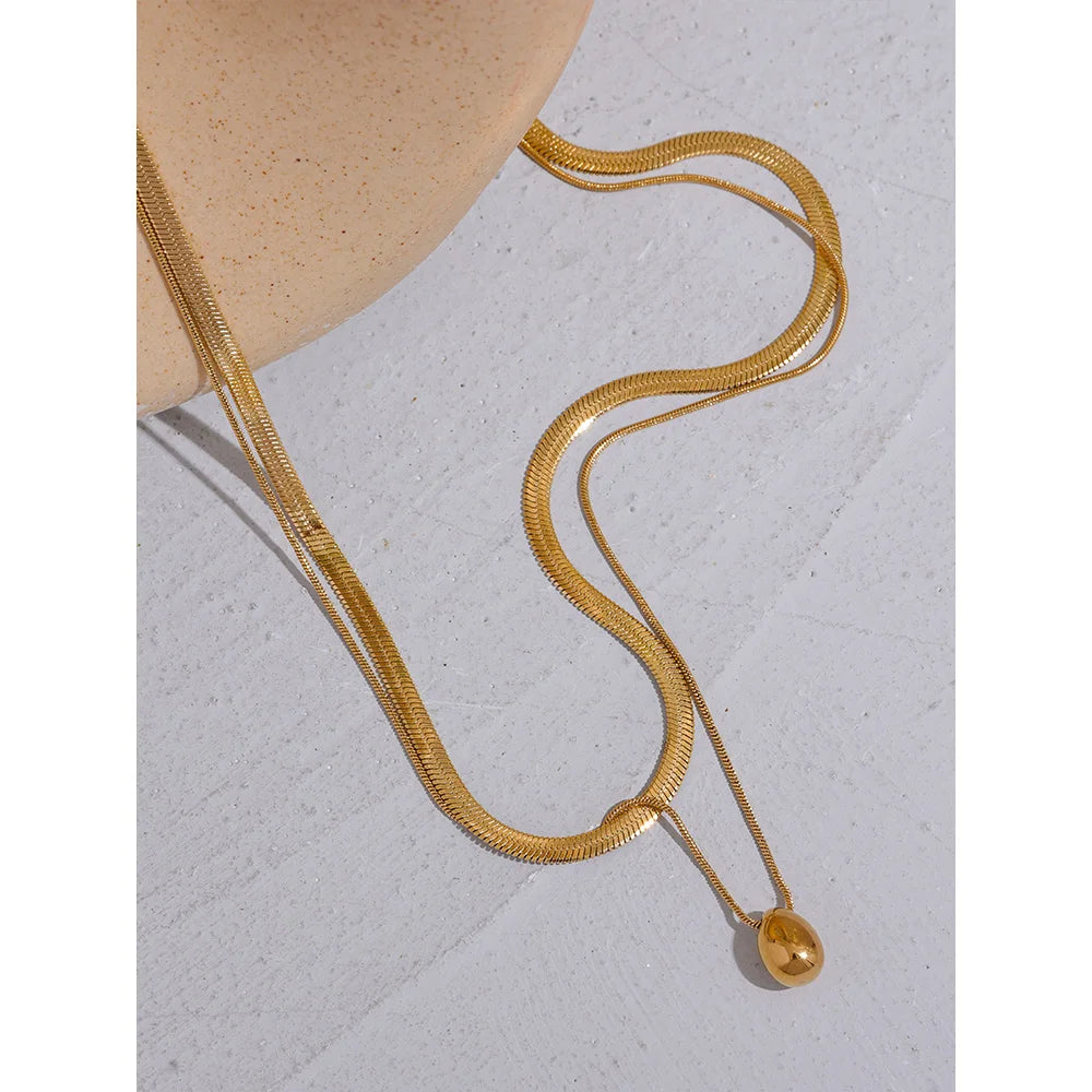 Yhpup Snake Chain Double Layer Statement 18k Gold Color Jewelry