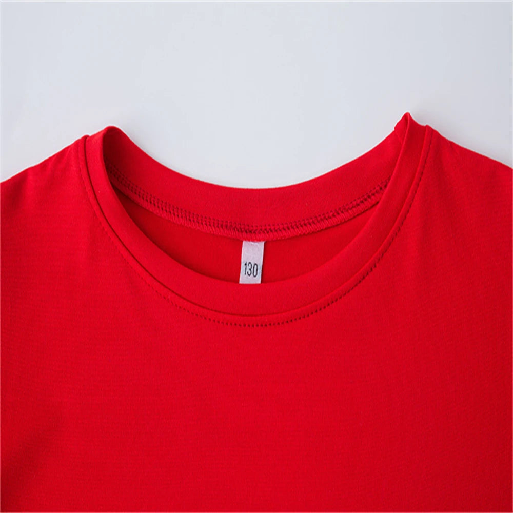 Summer Round Neck T-shirt for Boys Girl+shorts Set Children's Printed Cotton Breathable Leisure Brand Short Sleeve Clothing