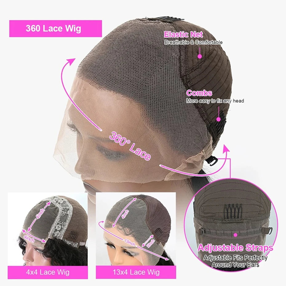 360 Lace Frontal Wig Brazilian Bone Straight 13x4 Transparent Lace