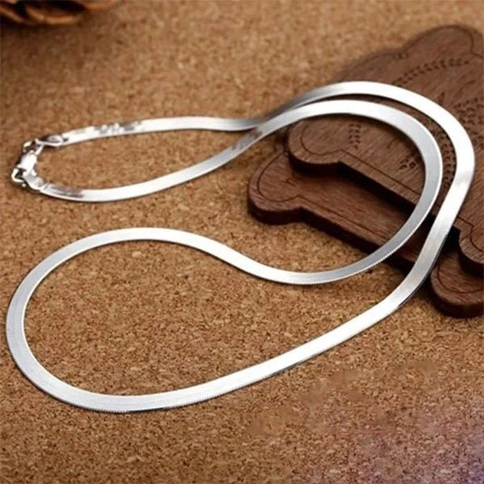 925 Sterling Silver fine 4MM Blade Chain
