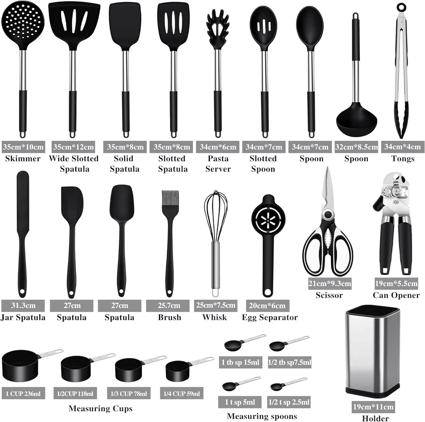 Cooking Utensil Set, Silicone Kitchen Utensils Set with Utensils Holdersils