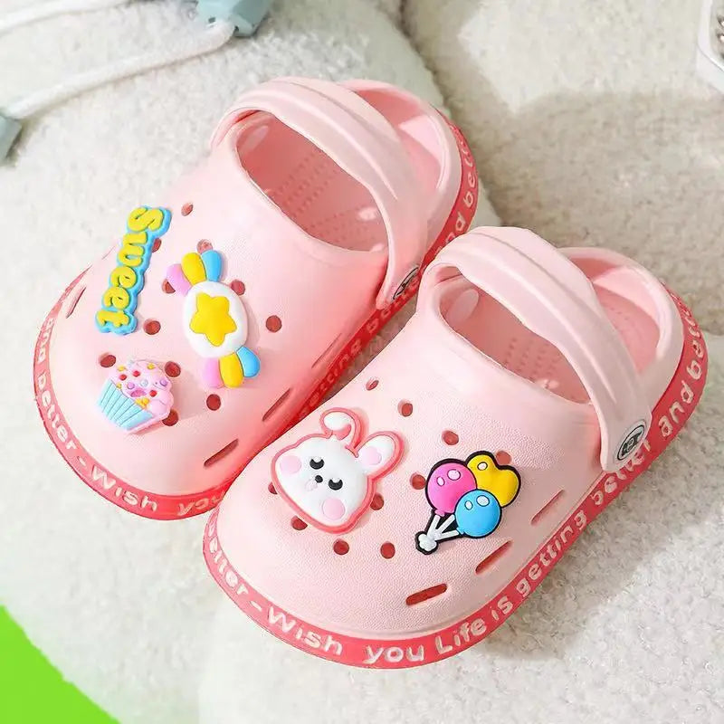 Summer Kids Sandals Hole Children's Shoes Slippers Soft Anti-Skid Cartoon DIY Design Hole Baby Shoes Sandy Beach For Boys Girls