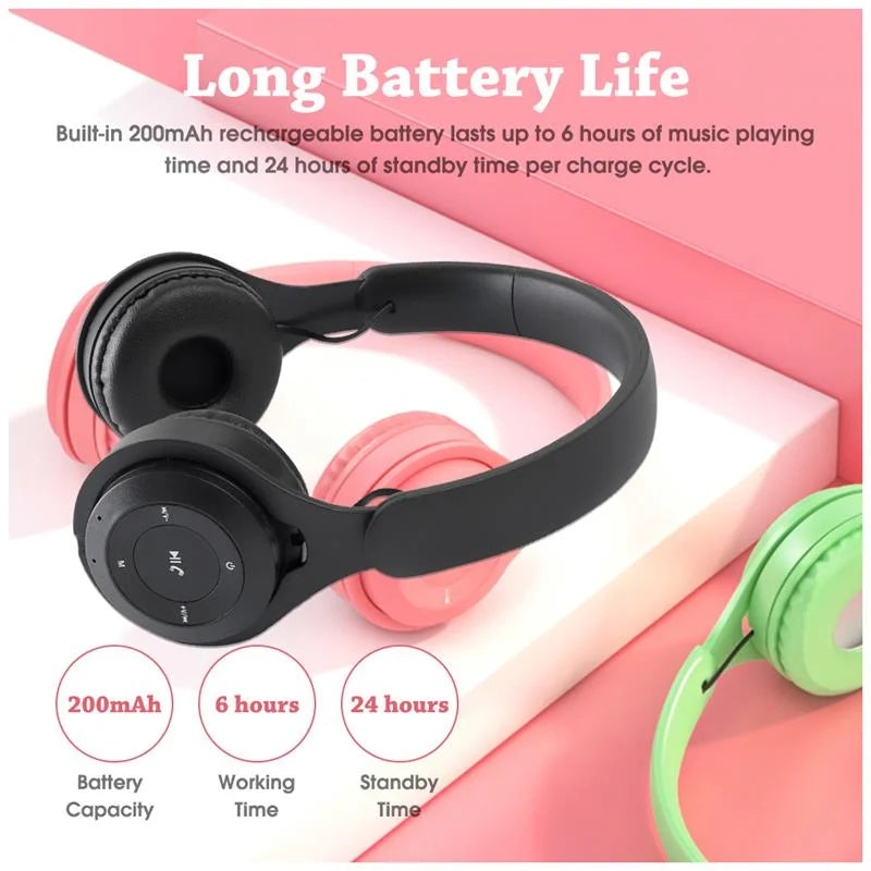 Macaron Headphones Kids with Mic Gamer Girl Gift