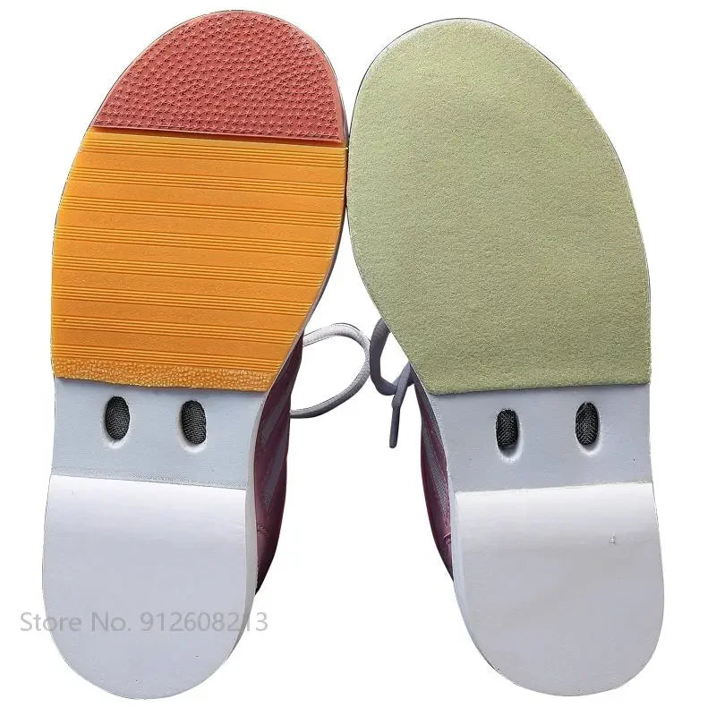 Women's Breathable Bowling Shoes Professional Skidproof Sole Bowling Sneakers Ladies Lace-up PU Leather Training Trainers 35-40