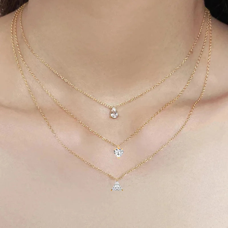 Waterdrop Crystal Pendant Choker Chain on Neck Accessories Jewelry