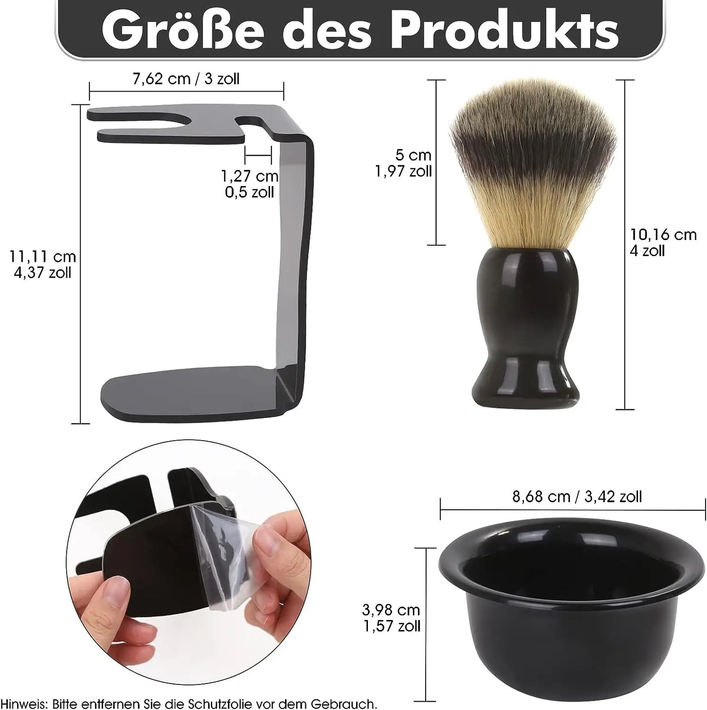 Shaving Brush Set, 3-in-1 Shaving Set with Shaving Brush, Shaving Bowl and Shaving Stand, Father's Day Men's Shaving Gift Set