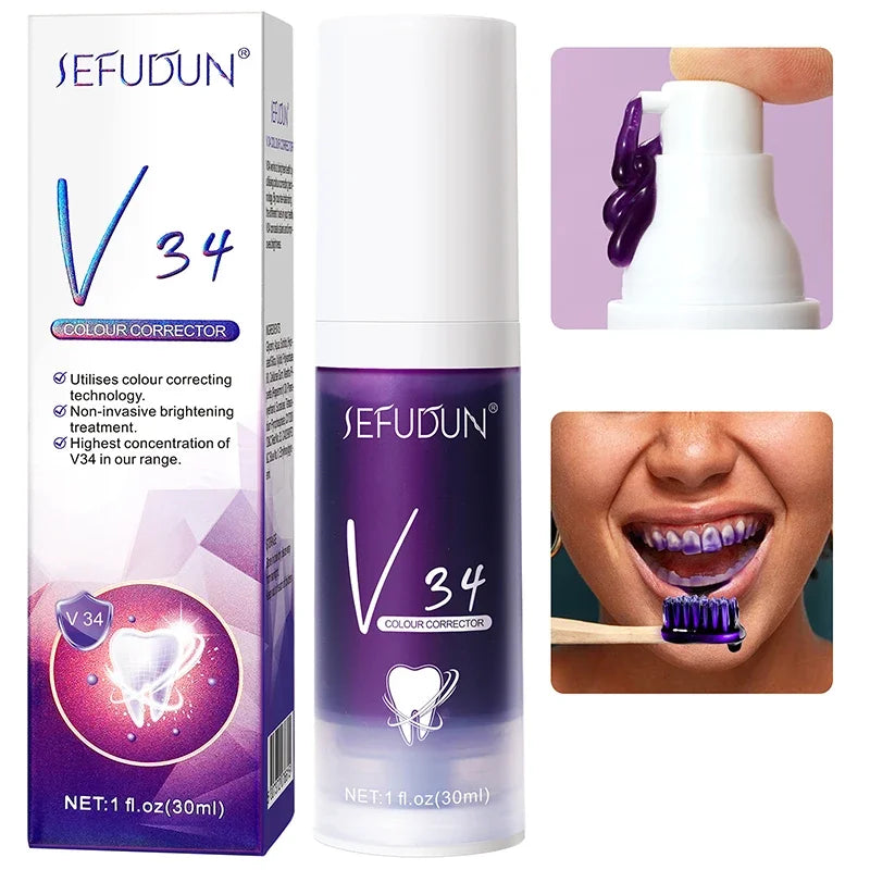 30ml V34 Purple Whitening Toothpast Dental Tools Tooth Care Product
