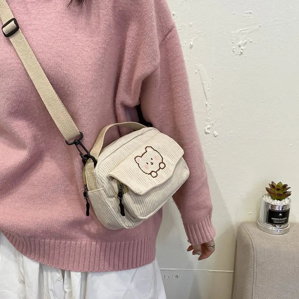 New Fashion Women Corduroy Cartoon  Satchel Travel Handbags