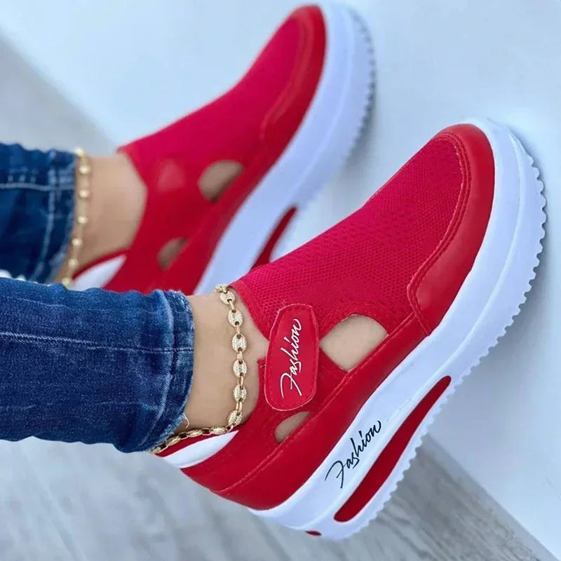 Designer Brand Red Ladies Platform Hollow Out Sport Shoes