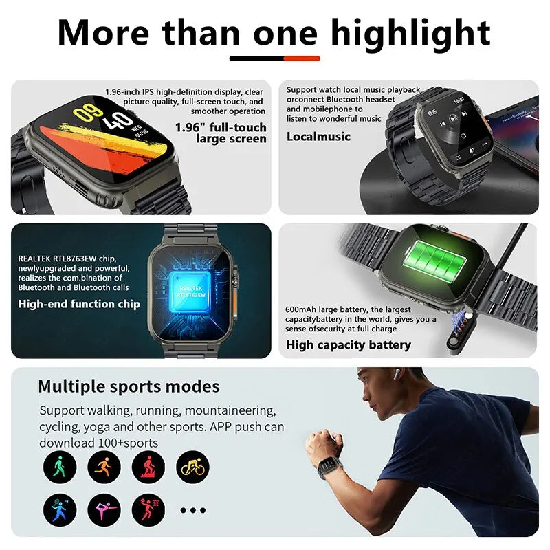 LIGE Bluetooth Call Men Waterproof Local Music