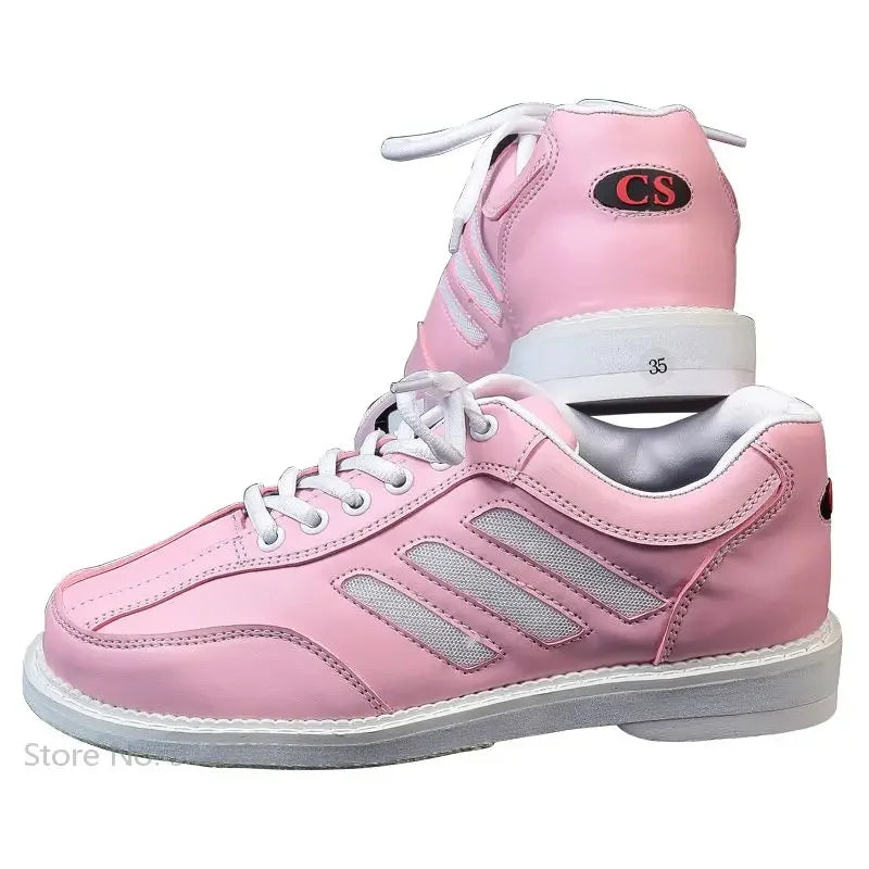 Women's Breathable Bowling Shoes Professional Skidproof Sole Bowling Sneakers Ladies Lace-up PU Leather Training Trainers 35-40