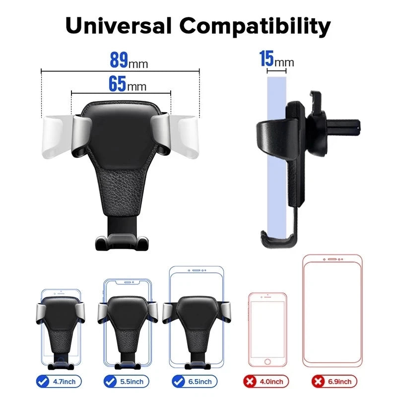 Gravity Car Holder For Phone Air Vent Clip Mount Mobile