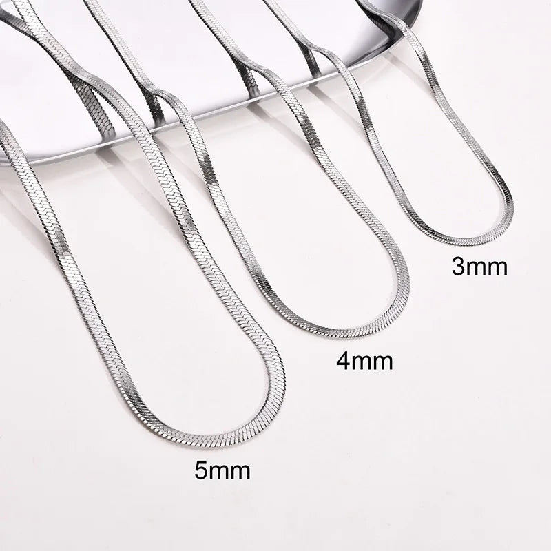 3-5mm Women Herringbone Necklace, Stainless