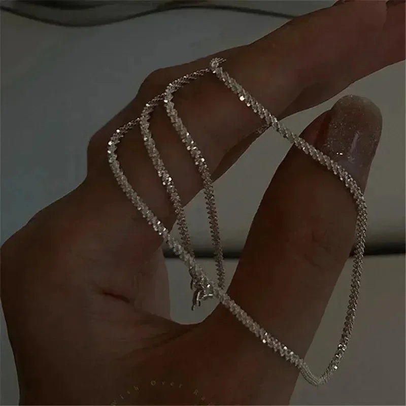 Sparkling Silver Color Clavicle Chain Choker Neck Wedding Party