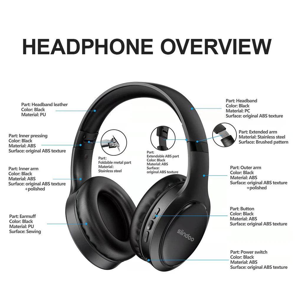 Siindoo JH-919 Wireless Bluetooth Headphones Foldable