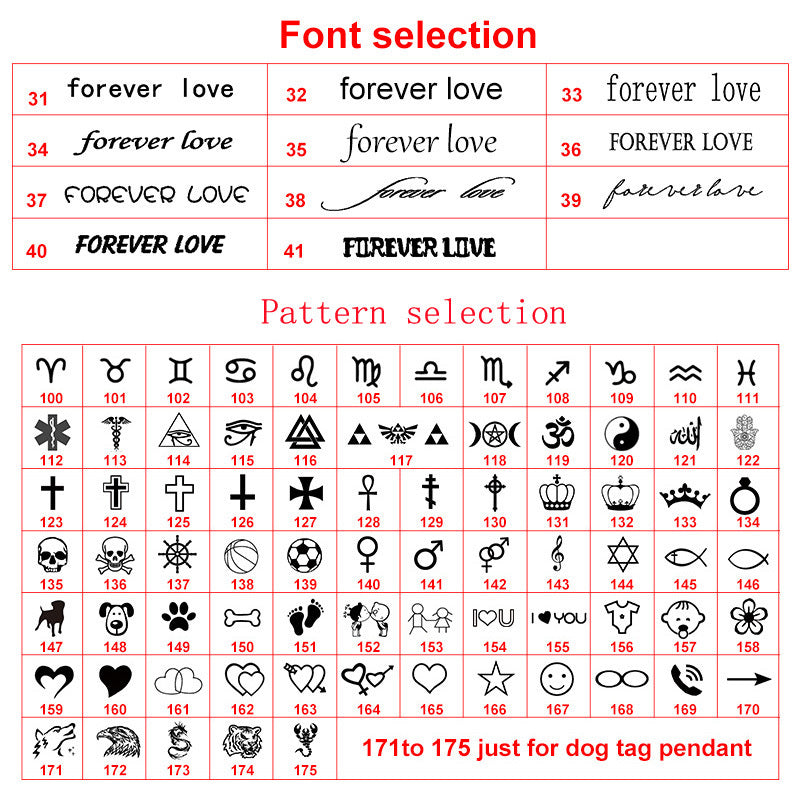 Jewelry Accessories Lettering Service