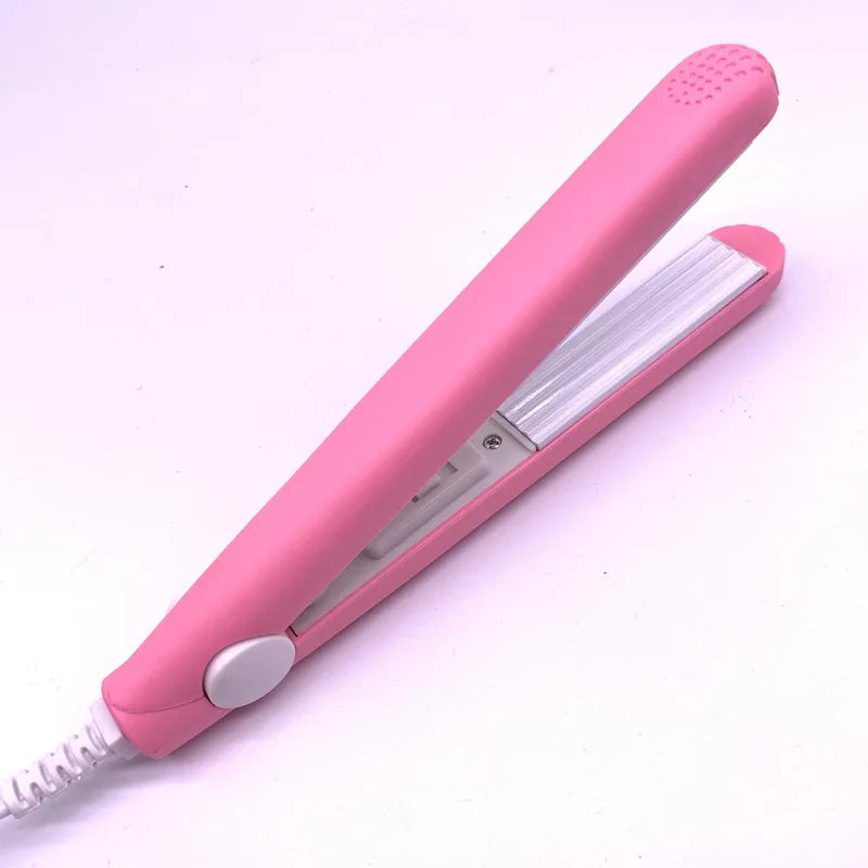 2021 A mini hair iron pink corrugated plate electric curling iron curl modelling tools