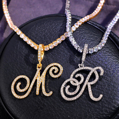 New Cursive Letters Cubic Zirconia Chain