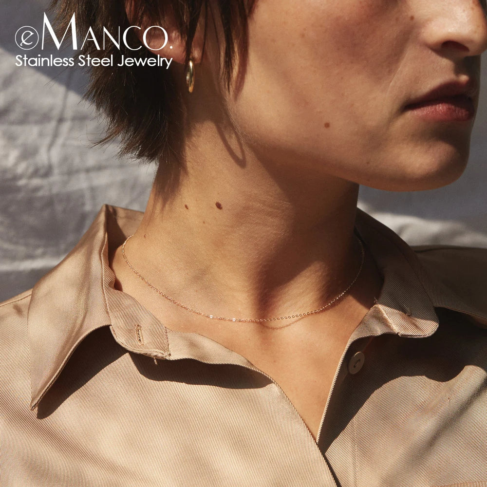 eManco Fine Chain Necklace Stainless Steel Gold