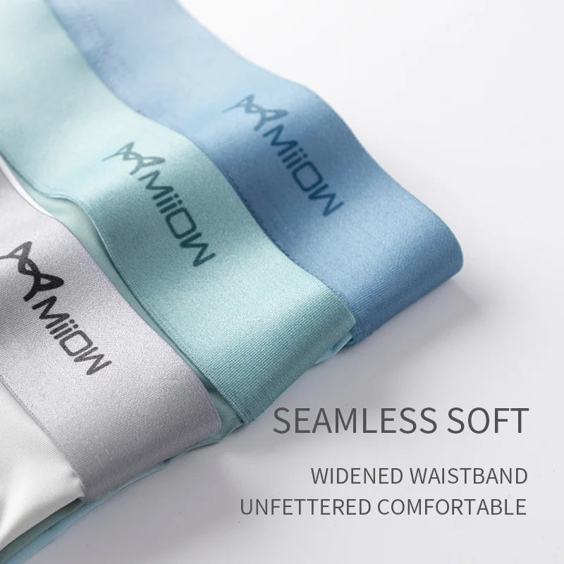 Miiow 3Pcs Ice Silk Men Boxer Shorts Underwear Antibacterial