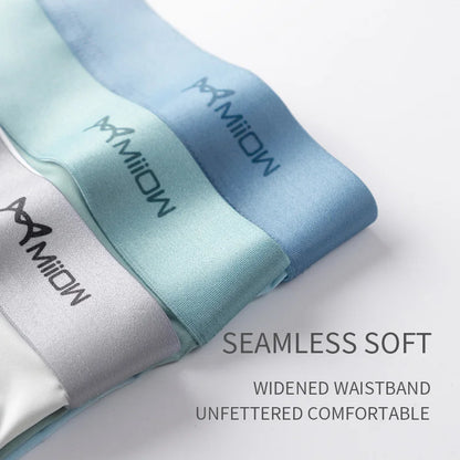 Miiow 3Pcs Ice Silk Men Boxer Shorts Underwear Antibacterial