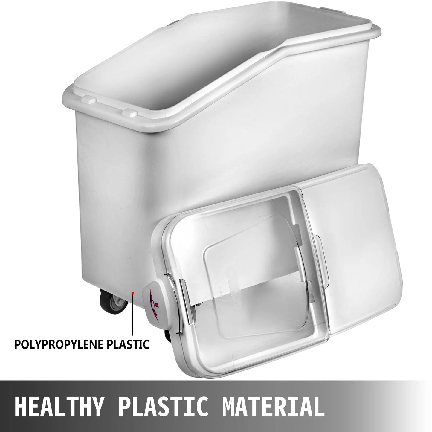 VEVOR 6.6Gal-21Gal Kitchen Container Ingredient Storage Bin W/ Wheel & Scoop for Commercial Home Storing Rice Flour Corn Soybean