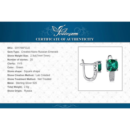 JewelryPalace Simulated Green Emerald Crrings for Women