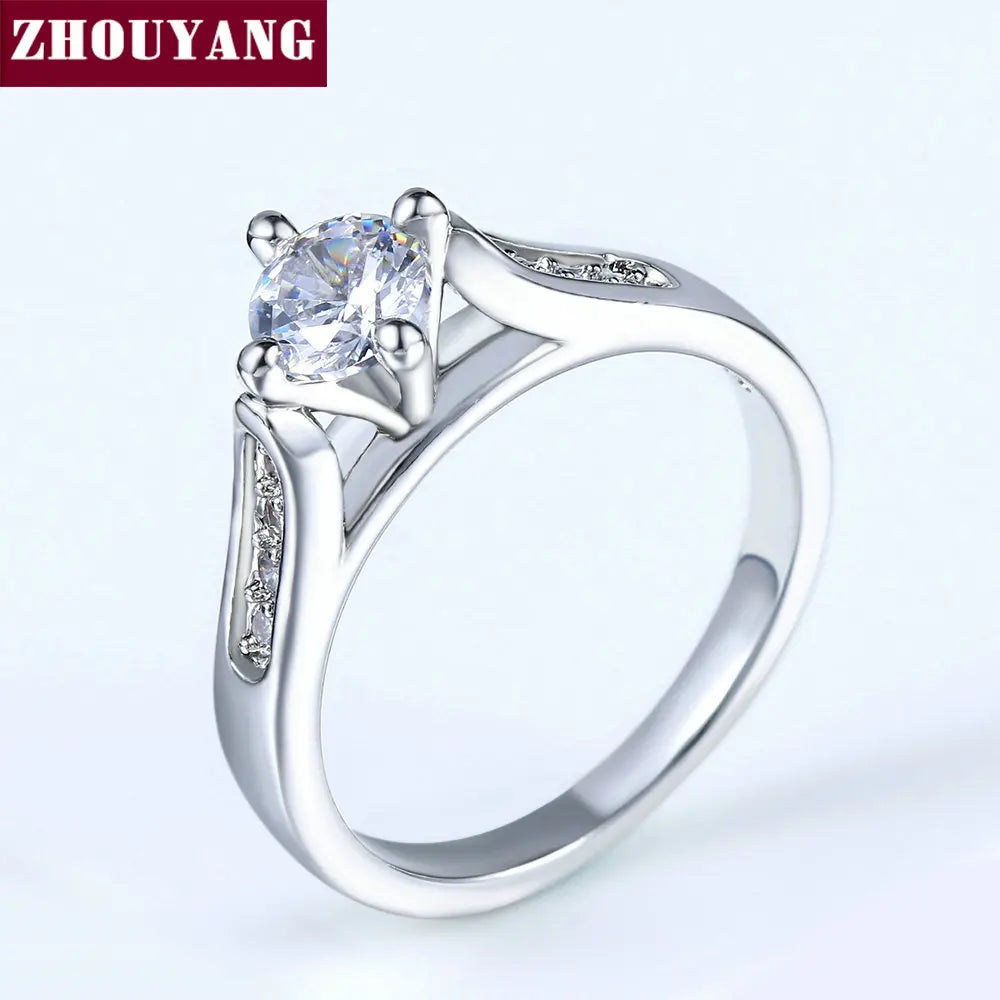 ZHOUYANG Engagement Weddlor Fashion Jewelry Lover's Ring R064 R065