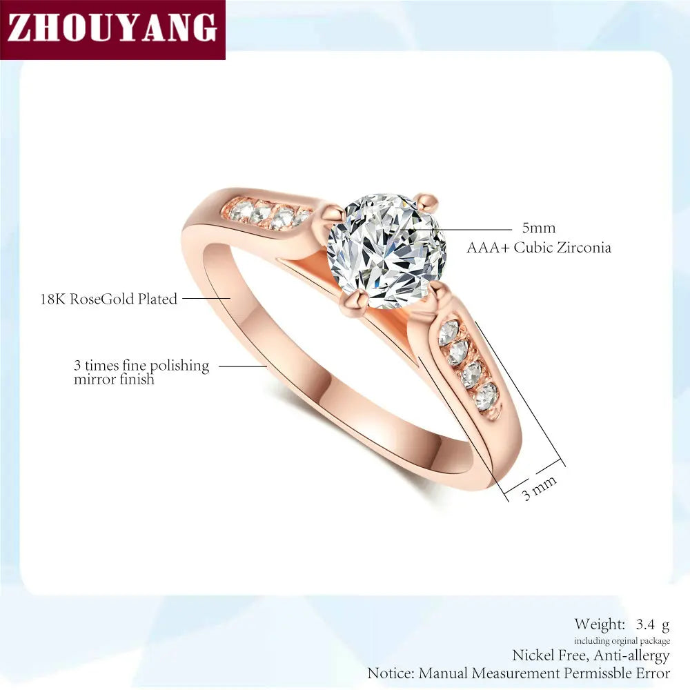 ZHOUYANG Engagement Weddlor Fashion Jewelry Lover's Ring R064 R065