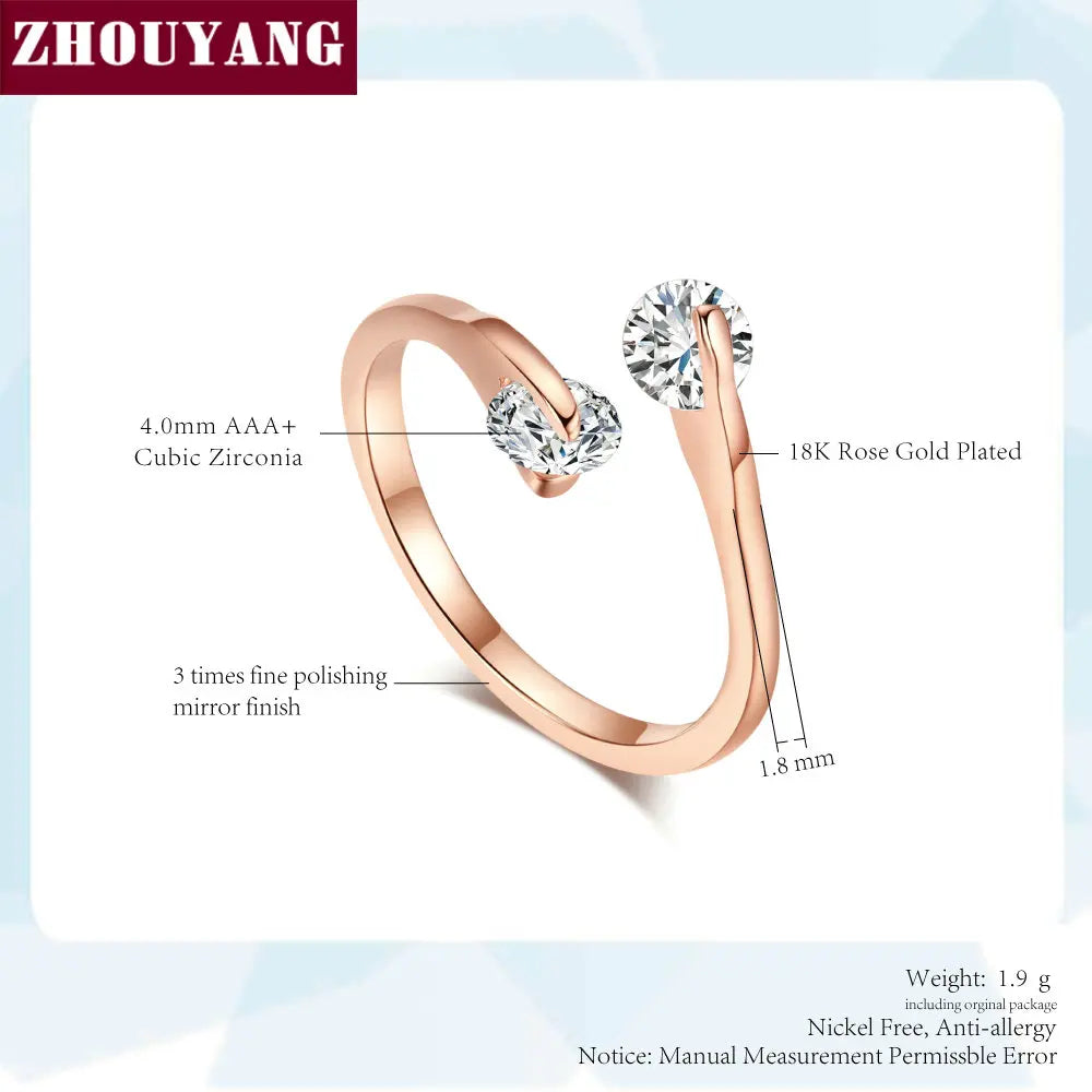 ZHOUYANG Engagement Wedding Ring For e Gold Color Fashion