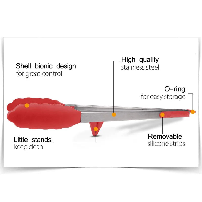 LMETJMA Kitchen Cooking Tongs Heat Resistant Stainless