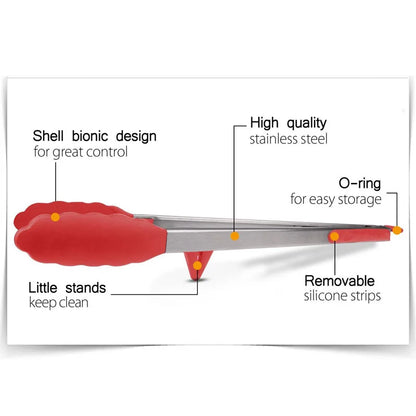 LMETJMA Kitchen Cooking Tongs Heat Resistant Stainless