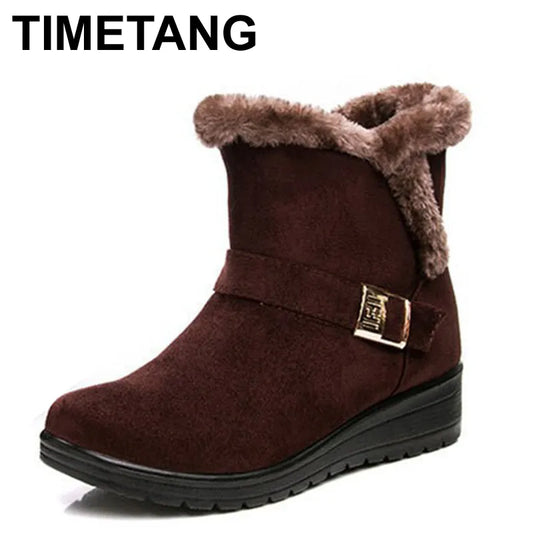 TIMETANG Women Boots 2019 Fashion Warm Snow Boots Ankle Winter Boots For Women Shoes Black Red Plus Size 41