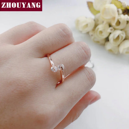 ZHOUYANG Engagement Wedding Ring For e Gold Color Fashion