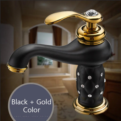 Basin Faucets Brass with Diamond Bathroom Faucet Gold Mixer